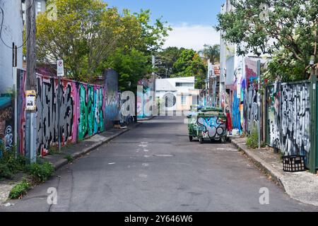 Photos générales de Newtown, Sydney montrant des peintures murales Street art, Sydney. Banque D'Images