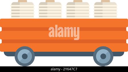 Cette illustration vectorielle minimale présente un chariot minier orange transportant des minéraux extraits, symbolisant l'industrie minière et l'extraction des ressources Illustration de Vecteur