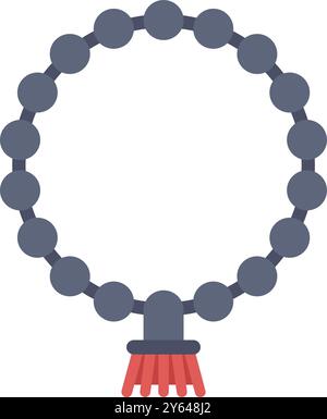 Collier bouddhiste mala avec perles en bois pour garder le compte tout en récitant, chantant, ou répétant mentalement un mantra pendant la méditation Illustration de Vecteur