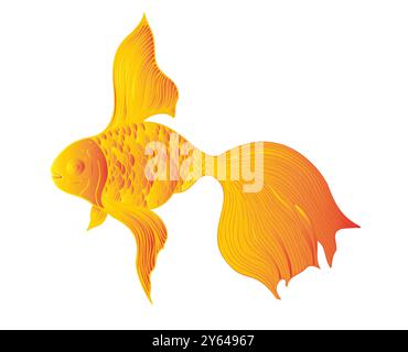 Poisson d'or tropical vecteur. Ligne peinte à la main récif exotique. Clip art tropical graphique isolé sur fond. Illustration sous-marine. Pour les concepteurs Illustration de Vecteur