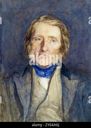 John Ruskin (1819-1900), écrivain anglais, philosophe, historien de l'art, critique d'art, et polymath, portrait peint à l'aquarelle par Sir Hubert von Herkomer, 1879 Banque D'Images