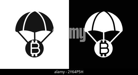 Icône Bitcoin Airdrop icône graphique vectorielle linéaire signe ou symbole défini pour l'interface utilisateur de l'application Web Illustration de Vecteur