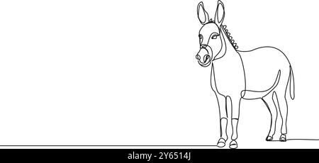 dessin au trait unique continu d'un âne, illustration vectorielle de dessin au trait Illustration de Vecteur