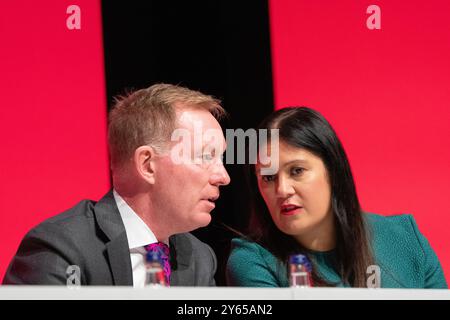 Liverpool, Royaume-Uni. 24 septembre 2024. Lisa Nandy, députée, secrétaire d'État à la culture, aux médias et aux sports, prononce un discours puis s'adresse à Sir Christopher Bryant, député de Rhondda et Ogmore Liverpool UK Credit : GaryRobertsphotography/Alamy Live News Banque D'Images