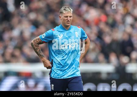 Brydon Carse of England lors du troisième match international de Metro Bank One Day Angleterre vs Australie au Seat unique Riverside, Chester-le-Street, Royaume-Uni, 24 septembre 2024 (photo de Mark Cosgrove/News images) Banque D'Images