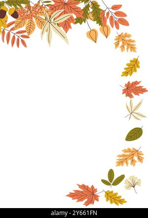 Feuilles d'automne colorées et branches cadre Illustration de Vecteur
