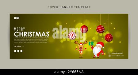 Illustration vectorielle du modèle de bannière de couverture de Merry Christmas Facebook Illustration de Vecteur