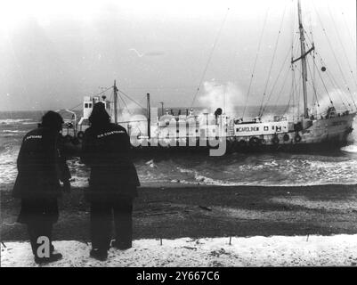 Frinton, Essex, où la station de radio pirate Caroline s'est échouée après des tempêtes. 20 janvier 1966 Banque D'Images