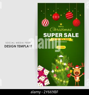 Illustration vectorielle du modèle de flux de médias sociaux Merry Christmas Sale Illustration de Vecteur