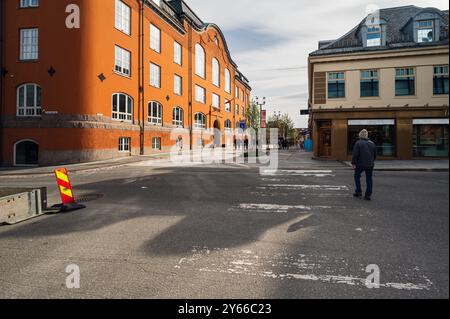 Tromsoe centre-ville et port, lors d'un matin ensoleillé de printemps, Norvège Banque D'Images