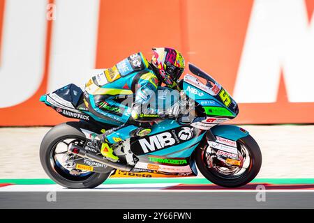 Le pilote espagnol de Moto2 Fermin Aldeguer Speedup lors du SanMarinoGPat le Grand Prix sur le circuit mondial de Misano, Italie, le 22 septembre 2024 Banque D'Images