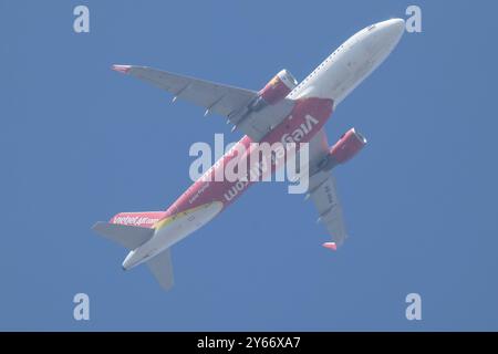 Chiangmai, Thaïlande - décembre 30 2023 : HS-VKN A320-200 de Thai Vietjet Airline. Décollez de l'aéroport international de Chiang mai. Banque D'Images