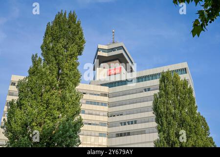 RBB, Hochhaus, Sendezentrum, Rundfunk Berlin Brandenburg, Masurenallee, Charlottenburg, Berlin, Allemagne Banque D'Images