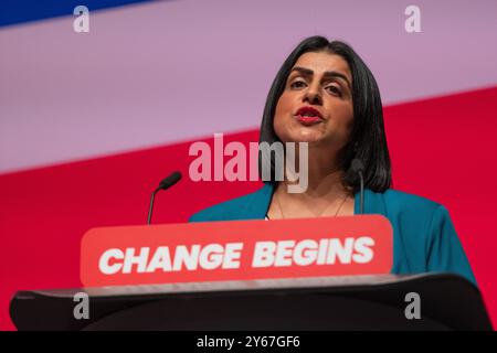 Liverpool, Royaume-Uni. 24 septembre 2024. Shabana Mahmood, secrétaire d'État à la Justice et lord chancelier, député de Birmingham Ladywood, discours à la conférence 2024 Liverpool UK Picture : Garyroberts/worldwidefeatures.com crédit : GaryRobertsphotography/Alamy Live News Banque D'Images