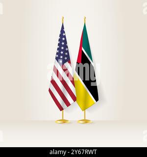 Drapeau national des États-Unis et du Mozambique sur un fond clair. Illustration vectorielle. Illustration de Vecteur