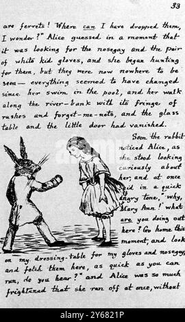 Les dessins de Lewis Carroll « Alice au pays des merveilles » : la base des illustrations de Tenniel. 14 août 1928 Banque D'Images