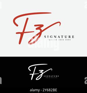 F, Z, FZ lettre initiale logo. Logo de signature manuscrite alphabet FZ Illustration de Vecteur