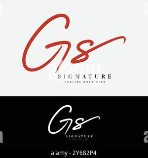 G, S, GS lettre initiale logo. Logo de signature manuscrite de l'alphabet GS Illustration de Vecteur