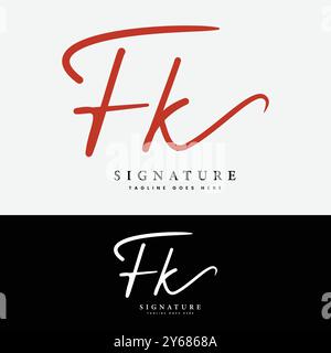 F, K, FK lettre initiale logo. Logo de signature manuscrite Alphabet FK Illustration de Vecteur