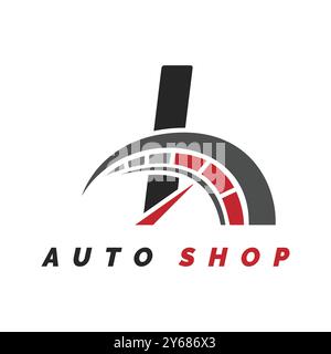 Lettre I logo mécanicien automatique avec style compteur de vitesse. Alphabet I icône de conception de compteur de vitesse automobile Illustration de Vecteur