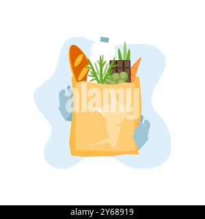 Livraison de nourriture achats en ligne dans une épicerie. Illustration vectorielle Illustration de Vecteur