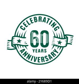 modèle de conception de logo de 60 ans. vecteur et illustration du 60e anniversaire. Illustration de Vecteur