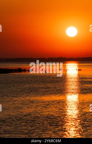 Sonnenuntergang am Hafen Schaprode auf der Insel Rügen, Insel Hiddensee im Hintergrund in Mecklenburg-Vorpommern, AMT West-Rügen Hafen Schaprode *** coucher de soleil au port de Schaprode sur l'île de Rügen, île de Hiddensee en arrière-plan à Mecklenburg-Vorpommern, AMT West Rügen Hafen Schaprode 20240921-DSC 6826 Banque D'Images