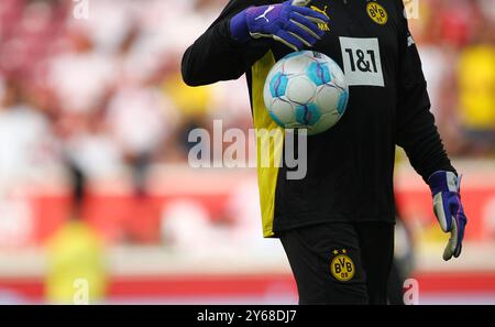 Stuttgart , Allemagne. 22 septembre 2024. Un bal de Bundesliga est vu avant le match de football allemand Bundesliga entre le VfB Stuttgart et le Borussia Dortm Banque D'Images