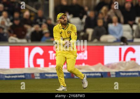 Glenn Maxwell de l'Australie affronte Jamie Smith de l'Angleterre lors du troisième match international d'un jour de Metro Bank Angleterre vs Australie au Seat unique Riverside, Chester-le-Street, Royaume-Uni, 24 septembre 2024 (photo de Mark Cosgrove/News images) Banque D'Images