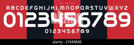 Police sport moderne, courbes lisses bauhaus, chiffres et lettres géométriques en gras, alphabet athlétique élégant pour la marque sportive, numéros de maillot, équipe Illustration de Vecteur
