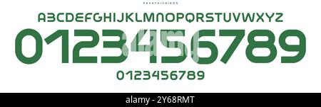 Typographie bauhaus audacieuse, géométrique sans serif, police athlétique forte pour la marque sportive, numéros de maillot, marchandises d'équipe. Composition vectorielle Illustration de Vecteur