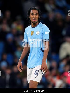 Kaden Braithwaite de Manchester City lors du match de troisième tour de la Carabao Cup au stade Etihad de Manchester. Date de la photo : mardi 24 septembre 2024. Banque D'Images