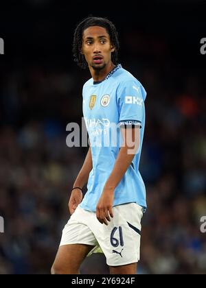 Kaden Braithwaite de Manchester City lors du match de troisième tour de la Carabao Cup au stade Etihad de Manchester. Date de la photo : mardi 24 septembre 2024. Banque D'Images