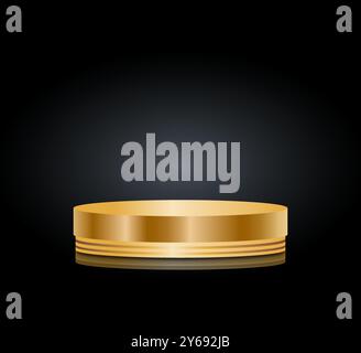 Podium doré avec fond sombre Illustration de Vecteur