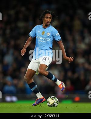 Kaden Braithwaite de Manchester City lors du match de troisième tour de la Carabao Cup au stade Etihad de Manchester. Date de la photo : mardi 24 septembre 2024. Banque D'Images