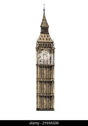 Illustration de Big Ben sur fond blanc Banque D'Images