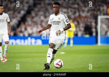 Vinicius Junior (Jr) du Real Madrid lors du championnat espagnol de football LaLiga entre le Real Madrid et le Deportivo Alaves le 24 septembre 2024 au stade Santiago Bernabeu de Madrid, Espagne Banque D'Images