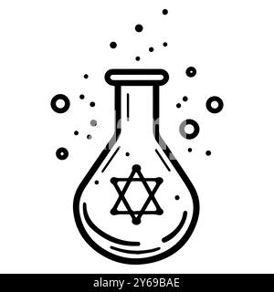 Icône d'expérience de laboratoire ou symbole de ligne moderne. Dessin au trait vectoriel et conception d'icône avec contour audacieux. Noir et blanc Pixel Perfect symbole minimaliste isolat Illustration de Vecteur