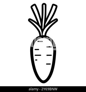 icône de carotte ou symbole de ligne moderne. Dessin au trait vectoriel et conception d'icône avec contour audacieux. Noir et blanc Pixel Perfect symbole minimaliste blanc isolé Illustration de Vecteur