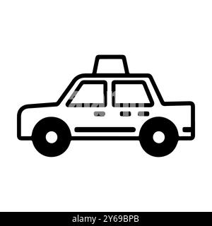 icône de taxi ou symbole de ligne moderne. Dessin au trait vectoriel et conception d'icône avec contour audacieux. Noir et blanc Pixel Perfect symbole minimaliste isolé blanc b Illustration de Vecteur