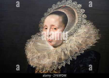 Détail, Portrait de Catarina Both van der EEM (1589-1666), épouse de Paulus van Beresteyn (1588-1636), 1619 ou 1620, entourage de Frans HALS, Anvers (Belgique), 1581-1585 - Haarlem (pays-Bas), 1666, Musée du Louvre, Paris, France. Banque D'Images