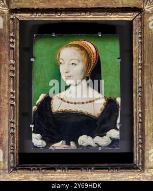 Portrait d'une dame inconnue, anciennement identifiée à Louise de Rieux, huile sur panneau (noyer), vers 1535, CORNEILLE DE LYON, la Haye (pays-Bas), vers 1500 - Lyon, 1575, Musée du Louvre, Paris, France. Banque D'Images