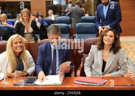 Madrid, 12/09/2024. Assemblée de Madrid. Première journée du débat sur l’état de la région avec l’intervention de la présidente de la CAM, Isabel Díaz Ayuso. Photo : Jaime García. ARCHDC. Crédit : album / Archivo ABC / Jaime García Banque D'Images