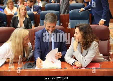 Madrid, 12/09/2024. Assemblée de Madrid. Première journée du débat sur l’état de la région avec l’intervention de la présidente de la CAM, Isabel Díaz Ayuso. Photo : Jaime García. ARCHDC. Crédit : album / Archivo ABC / Jaime García Banque D'Images