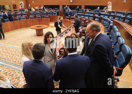 Madrid, 12/09/2024. Assemblée de Madrid. Première journée du débat sur l’état de la région avec l’intervention de la présidente de la CAM, Isabel Díaz Ayuso. Photo : Jaime García. ARCHDC. Crédit : album / Archivo ABC / Jaime García Banque D'Images