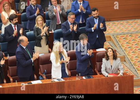 Madrid, 12/09/2024. Assemblée de Madrid. Première journée du débat sur l’état de la région avec l’intervention de la présidente de la CAM, Isabel Díaz Ayuso. Photo : Jaime García. ARCHDC. Crédit : album / Archivo ABC / Jaime García Banque D'Images