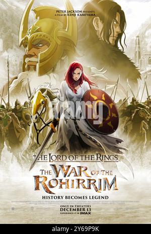 Le Seigneur des anneaux : la guerre des Rohirrim (2024) réalisé par Kenji Kamiyama et mettant en vedette Brian Cox, Miranda Otto et Lorraine Ashbourne. Une histoire captivante de la dernière prise de position de Helm Hammerhand contre les forces de Wulf. Affiche US One Sheet ***USAGE ÉDITORIAL SEULEMENT***. Crédit : BFA / Warner Bros Banque D'Images