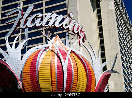 Las Vegas, États-Unis. 23 septembre 2024. LAS VEGAS, NEVADA - 23 SEPTEMBRE : une vue extérieure du Flamingo Las Vegas est vue le 23 septembre 2024 à Las Vegas, Nevada. Le casino Flamingo Las Vegas a ouvert ses portes le 26 décembre 1946 et l'hôtel a ouvert ses portes le 1er mars 1947 pour un coût de six millions de dollars. (Photo de Bryan Steffy/Sipa USA) crédit : Sipa USA/Alamy Live News Banque D'Images