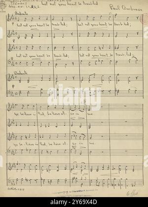 Musique 1800-1900, manuscrits de musique, Ambrose, Paul. Que ton coeur ne soit pas troublé, Ambroise, Paul., 1800 - 1900, Schmidt, Arthur Paul, édition musicale, musique populaire, écriture et édition, partitions, musique, États-Unis, 19e siècle, musique, États-Unis, manuscrits, États-Unis, manuscrits Banque D'Images