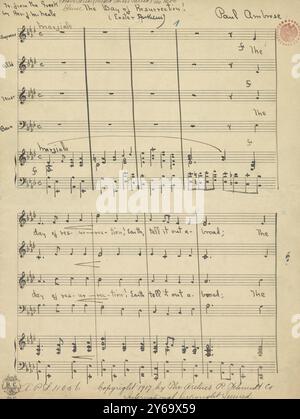 Musique 1800-1900, manuscrits de musique, Ambrose, Paul. Le jour de la résurrection, Ambroise, Paul., 1800 - 1900, Schmidt, Arthur Paul, édition musicale, musique populaire, écriture et édition, partitions, musique, États-Unis, 19e siècle, musique, États-Unis, manuscrits, États-Unis, manuscrits Banque D'Images